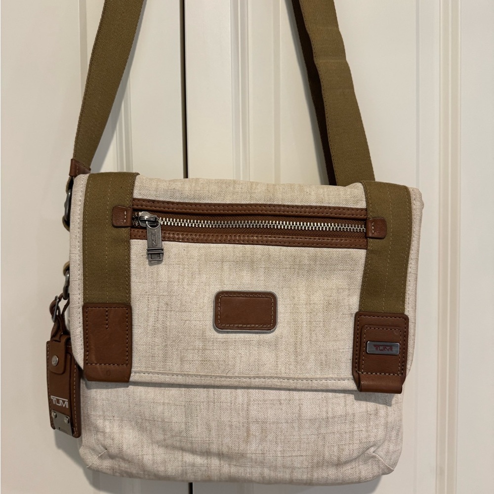 Tumi Cream and Brown Messenger Bag